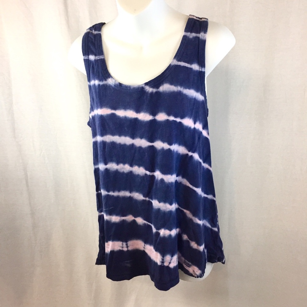 Artisan NY Cotton Navy/Pink Tie Dye Striped Tank